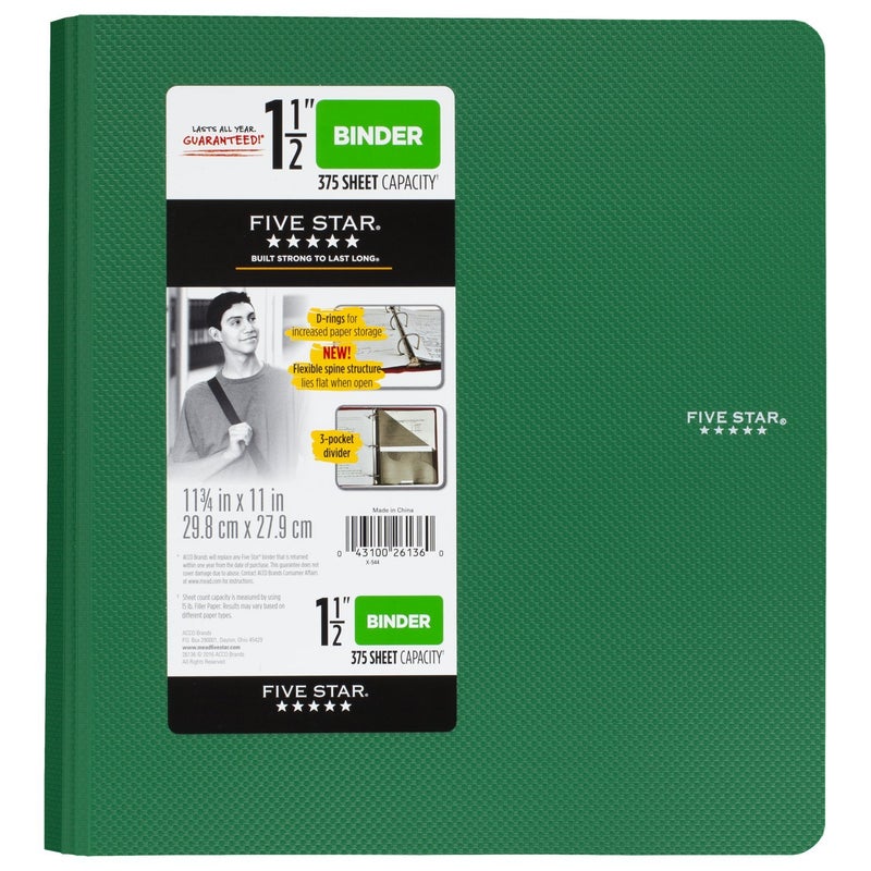 Five Star 1-1/2 Inch 3 Ring Binder, Plastic, Color Selected for You, 1 Count (26136) - Image 5